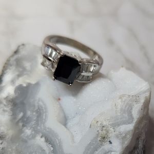 Hematite Cubic Zirconia Size 5.5 Silvertone Ring